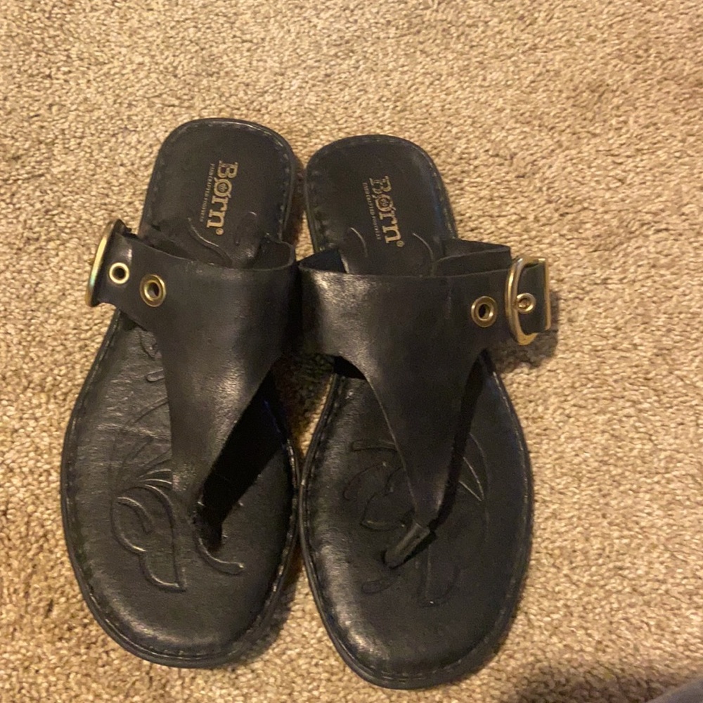 Black and gold sandals